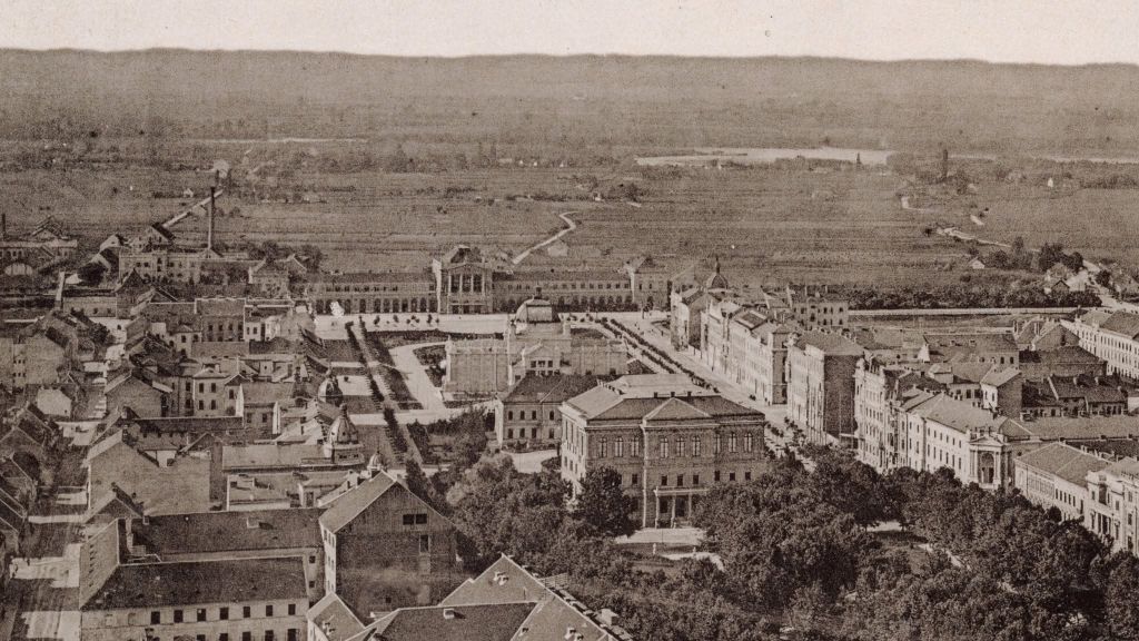 Glavni kolodvor oko 1900. godine, pogled prema Savi